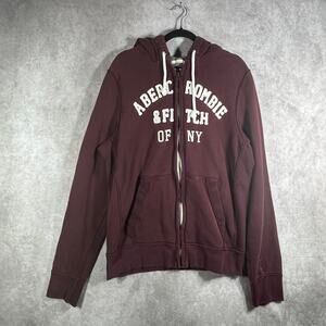 Abercrombie & Fitch Hoodie Sweatshirt Mens 2XL Purple Full‎ Zip Muscle Fit Heavy